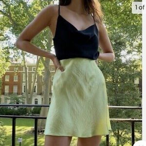 Aritzia Babaton Neon Green slip miniskirt